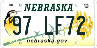 NE license plate 97LF72