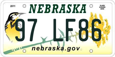 NE license plate 97LF86