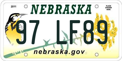 NE license plate 97LF89