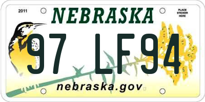 NE license plate 97LF94