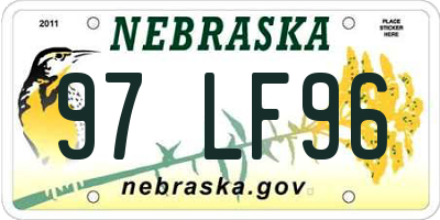 NE license plate 97LF96