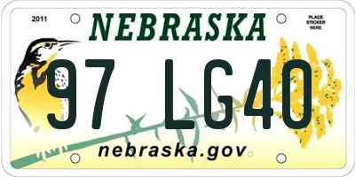 NE license plate 97LG40