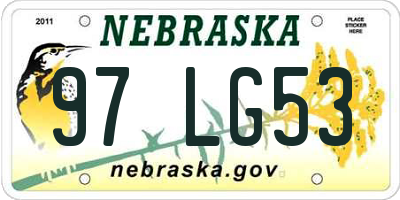 NE license plate 97LG53