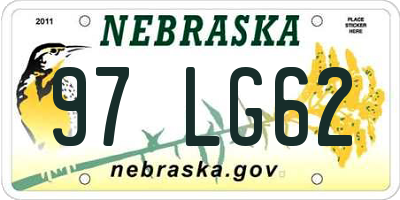 NE license plate 97LG62