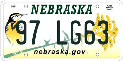 NE license plate 97LG63