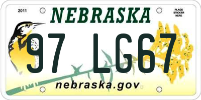 NE license plate 97LG67