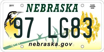 NE license plate 97LG83
