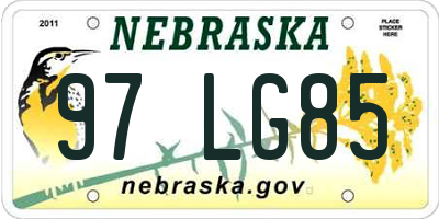 NE license plate 97LG85