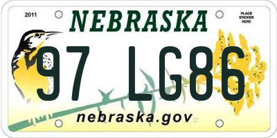 NE license plate 97LG86