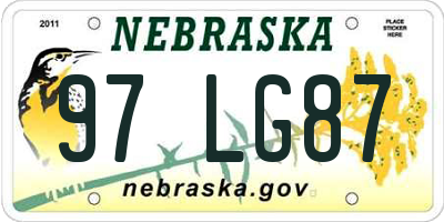 NE license plate 97LG87