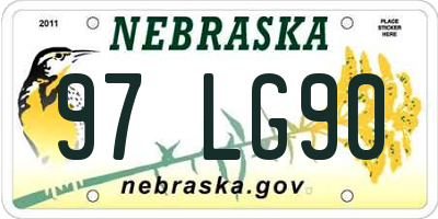 NE license plate 97LG90