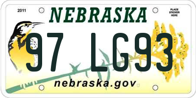 NE license plate 97LG93