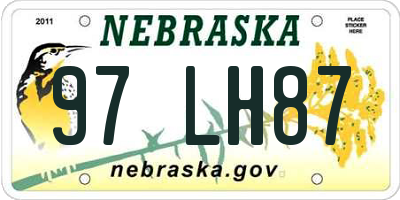 NE license plate 97LH87