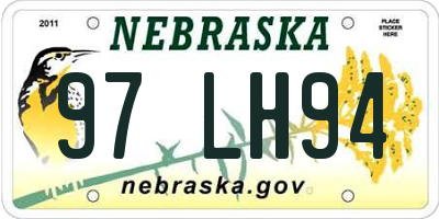 NE license plate 97LH94