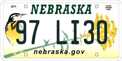 NE license plate 97LI30