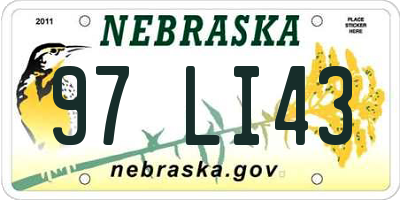 NE license plate 97LI43