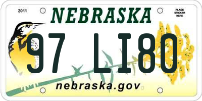 NE license plate 97LI80