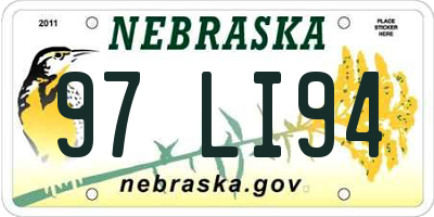 NE license plate 97LI94