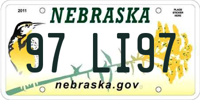 NE license plate 97LI97