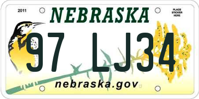 NE license plate 97LJ34