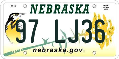 NE license plate 97LJ36