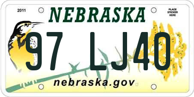 NE license plate 97LJ40