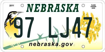 NE license plate 97LJ47