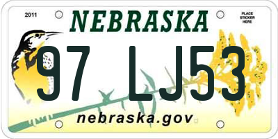 NE license plate 97LJ53