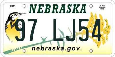 NE license plate 97LJ54