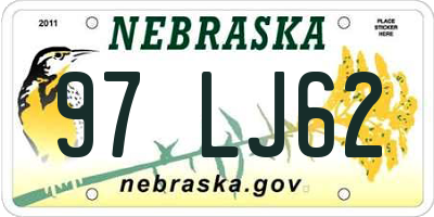 NE license plate 97LJ62