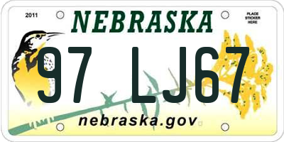 NE license plate 97LJ67