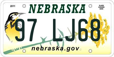NE license plate 97LJ68