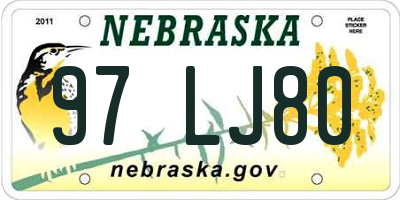 NE license plate 97LJ80
