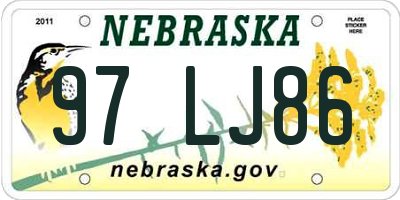 NE license plate 97LJ86