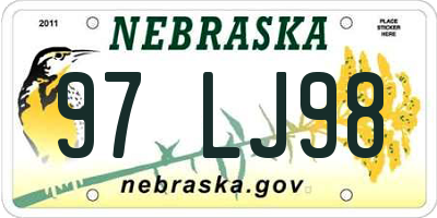 NE license plate 97LJ98