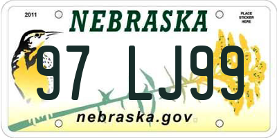 NE license plate 97LJ99