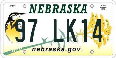 NE license plate 97LK14