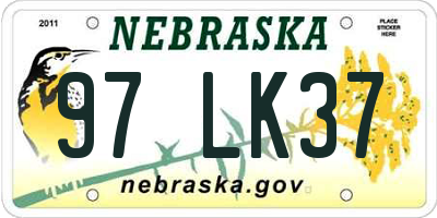 NE license plate 97LK37