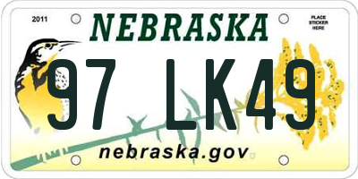 NE license plate 97LK49
