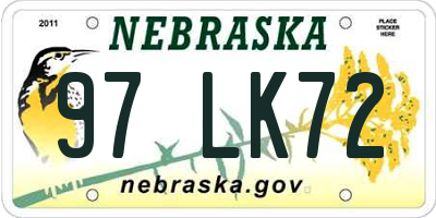 NE license plate 97LK72