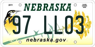 NE license plate 97LL03