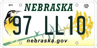 NE license plate 97LL10