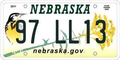 NE license plate 97LL13