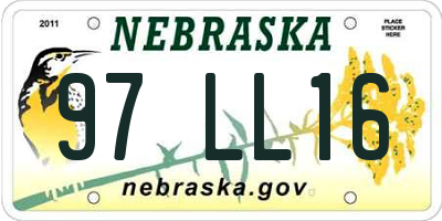 NE license plate 97LL16