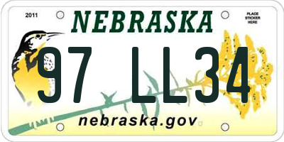 NE license plate 97LL34