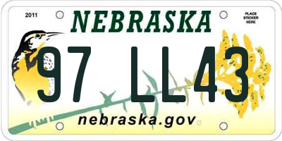 NE license plate 97LL43