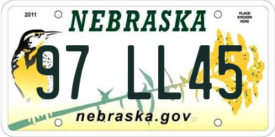 NE license plate 97LL45