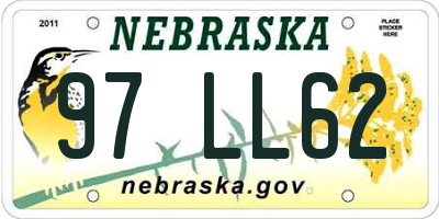 NE license plate 97LL62