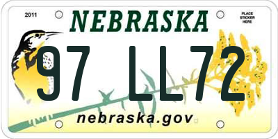 NE license plate 97LL72
