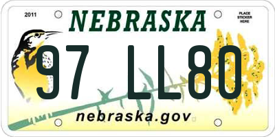 NE license plate 97LL80